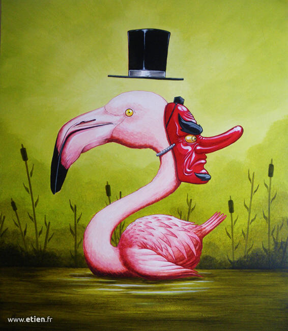 etien flamingo - Étien' / Fresque murale et anamorphose, conception et réalisation