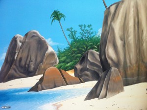 fresque seychelles 02 - Étien' / Fresque murale et anamorphose, conception et réalisation