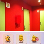 poussins pictos toilettes - Étien' / Fresque murale et anamorphose, conception et réalisation