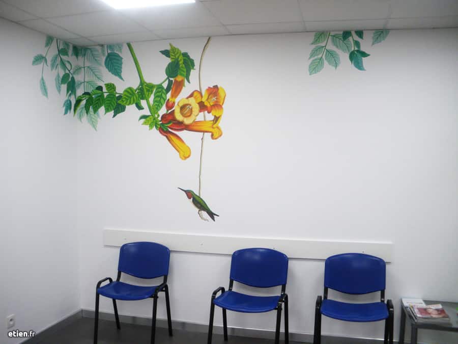 fresque cabinet dentiste salle d.attente - Étien' / Fresque murale et anamorphose, conception et réalisation