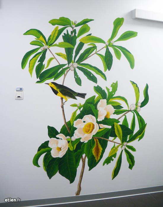 fresque murale végétale pour un cabinet de dentiste