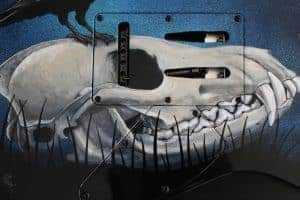 guitare skull renard - Étien' / Fresque murale et anamorphose, conception et réalisation