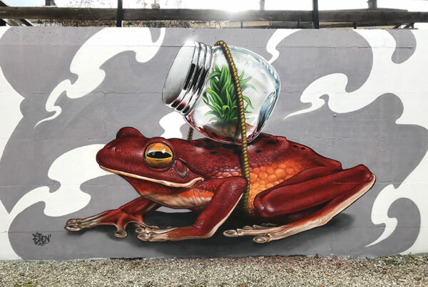 fresque murale extérieur réaliste grenouille